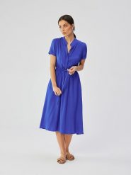 Stylove Sukienka w kolorze niebieskim rozmiar: XXL. Niebieskie sukienki Stylove, xxl, bez wzorów, z wiskozy, bez kołnierzyka, bez ramiączek, midi. Za 234.38 zł.