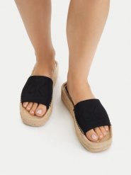 Calvin Klein Klapki Ebeth HW0HW02894 Czarny. Czarne klapki Calvin Klein, bez wzorów, z materiału, bez obcasa, bez zapięcia. Za 224.99 zł.