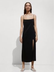 Mango Sukienka letnia Asun2 77090358 Czarny Regular Fit. Czarne sukienki Mango, s, bez wzorów, z syntetyku, bez kołnierzyka, bez ramiączek. Za 75.99 zł.