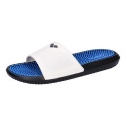 Klapki na basen Arena Marco X Grip Hook z wkładką masującą. Białe klapki Arena, bez wzorów, sportowe, bez obcasa, bez zapięcia. Za 99.00 zł.