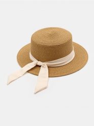 Pleciony kapelusz ze wstążką - beżowy. Brązowe kapelusze Sinsay, bez wzorów. Za 25.99 zł.