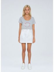 Pepe Jeans Spódnica dżinsowa "Rachel" w kolorze białym rozmiar: M. Białe spódnice Pepe Jeans, na co dzień, m, z aplikacjami, z jeansu, klasyczne, mini, proste. Za 167.28 zł.