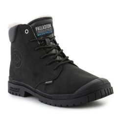 Buty Palladium sp20 Cuff Leather Waterproof Wl 79067-008-M czarne. Czarne buty treningowe bez wzorów, ze skóry, przed kolano, bez zapięcia. Za 808.38 zł.