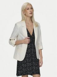 ONLY Marynarka Caro 15312199 Biały Loose Fit. Białe marynarki i żakiety ONLY, bez wzorów, ze lnu, bez ramiączek. Za 109.99 zł.