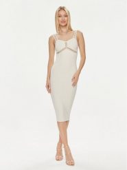 Marciano Guess Sukienka koktajlowa 4GGK25 5634Z Écru Slim Fit. Sukienki Marciano Guess, z aplikacjami, z wiskozy, wizytowe, bez kołnierzyka, bez ramiączek. Za 479.99 zł.