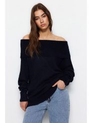 Trendyol Sweter w kolorze granatowym rozmiar: M. Niebieskie swetry Trendyol, m, bez wzorów, ze splotem, bez ramiączek. Za 78.28 zł.