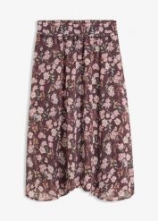 Spódnica midi z szyfonu. Fioletowe spódnice bonprix, bez wzorów, z szyfonu, midi, asymetryczne. Za 124.99 zł.