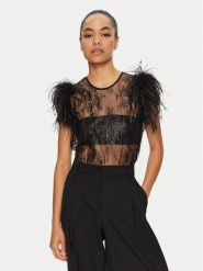 PINKO Bluzka 102838 A1L7 Czarny Regular Fit. Czarne bluzki Pinko, l, bez wzorów, z syntetyku, bez kołnierzyka, bez ramiączek. Za 669.99 zł.