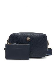 Tommy Hilfiger Torebka Th Distinct Camera Bag Mono AW0AW17221 Granatowy. Niebieskie listonoszki Tommy Hilfiger, bez wzorów, ze skóry, bez dodatków. Za 449.99 zł.