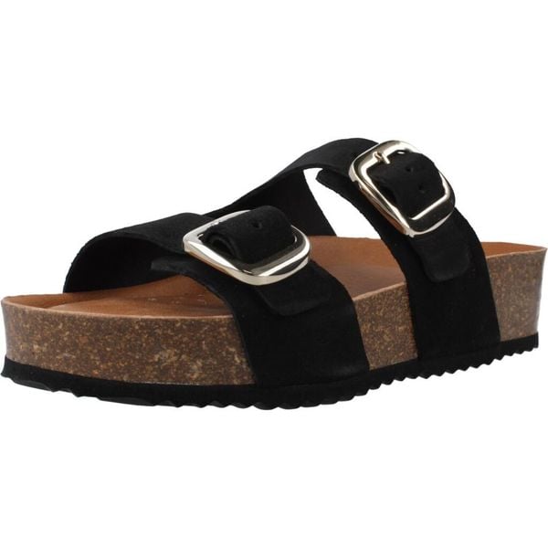 Sandały GEOX D BRIONIA H Czarny. Czarne sandały Geox, bez wzorów, ze skóry, bez obcasa, bez zapięcia. Za 399.99 zł.