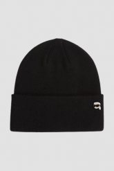 KARL LAGERFELD Czapka zimowa Ikon. Czarne czapki zimowe KARL LAGERFELD, bez wzorów, z dzianiny, eleganckie. W wyprzedaży za 299.99 zł.