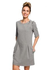 Made of emotion Sukienka w kolorze szarym rozmiar: L. Szare sukienki Made Of Emotion, na co dzień, l, bez wzorów, bez kołnierzyka, bez ramiączek, midi, proste. Za 135.49 zł.