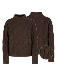 Eight2Nine Sweter w kolorze ciemnobrązowym rozmiar: L. Brązowe swetry Eight2Nine, l, bez wzorów, ze splotem, bez ramiączek. Za 149.95 zł.