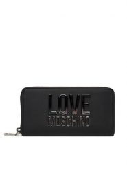 LOVE MOSCHINO Duży Portfel Damski JC5730PP0MKD000B Czarny. Czarne portfele Love Moschino, bez wzorów, ze skóry. Za 399.99 zł.