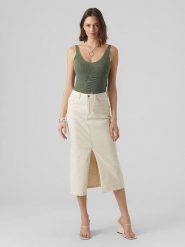 Vero Moda Top w kolorze zielonym rozmiar: S. Zielone topy Vero Moda, s, bez wzorów, z materiału, bez kołnierzyka, bez ramiączek. Za 74.63 zł.