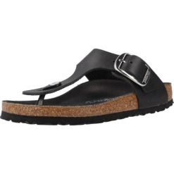 Damskie sandały anatomicznie ukształtowana wkładka cork-latex GIZEH. Czarne sandały Birkenstock, bez wzorów, z materiału, bez obcasa, bez zapięcia. Za 612.00 zł.