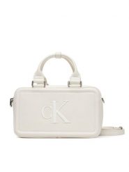 Calvin Klein Torebka Bold Ck Bauletto Crossbody LV04F3411G Biały. Białe listonoszki Calvin Klein, bez wzorów, ze skóry, bez dodatków. Za 489.99 zł.