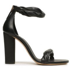 Sandały Emporio Armani. Czarne sandały Emporio Armani, bez wzorów, bez obcasa, na słupku, bez zapięcia. Za 1,079.00 zł.