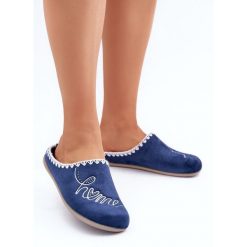 Obuwie Domowe Kapcie Damskie Inblu GF000026 Granatowe niebieskie. Niebieskie kapcie bez wzorów, z materiału. Za 135.46 zł.