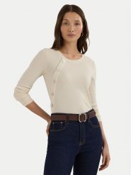 Lauren Ralph Lauren Sweter 200940514001 Écru Regular Fit. Swetry Lauren Ralph Lauren, xs, bez wzorów, z bawełny, bez ramiączek. Za 329.99 zł.