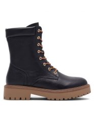 JENNY Botki ELISA WS5896-17A Czarny. Czarne botki Jenny, bez wzorów, z syntetyku, bez obcasa, na płaskiej podeszwie, bez zapięcia. Za 99.99 zł.