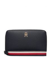 Tommy Hilfiger Portfel Th Logotape Compact Zip Around AW0AW18699 Granatowy. Niebieskie portfele Tommy Hilfiger, bez wzorów, ze skóry. Za 269.99 zł.