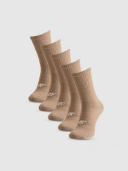 4F Skarpetki długie (5-pack) damskie - beżowe 35-38. Brązowe skarpetki 4f, bez wzorów, z bawełny. Za 69.99 zł.