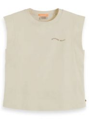 Scotch & Soda Top w kolorze beżowym rozmiar: S. Brązowe topy Scotch & Soda, s, bez wzorów, z bawełny, bez kołnierzyka, bez ramiączek. Za 96.83 zł.