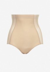 Beżowe Modelujące Majtki z Wysokim Stanem i Wstawkami z Siateczki Gabrielina. Brązowe bielizna modelująca Born2be, bez wzorów, z podwyższonym stanem. Za 19.99 zł.