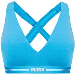 Puma Cross-Back Padded Top 1p — damski stanik sportowy XS, niebieski. Niebieskie biustonosze sportowe Puma, bez wzorów, z bawełny, na fitness i siłownię. Za 97.99 zł.