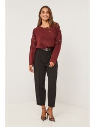 Soft Cashmere Sweter w kolorze bordowym rozmiar: 38/40. Czerwone swetry Soft Cashmere, bez wzorów, klasyczne, bez ramiączek. Za 150.72 zł.