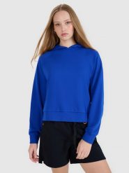 4F Bluza dresowa nierozpinana z kapturem damska - niebieska M. Niebieskie bluzy z kapturem 4f, m, bez wzorów, z bawełny, z kapturem. W wyprzedaży za 99.99 zł.