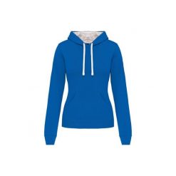 Bluza damska z kapturem Kariban Contrastée. Niebieskie bluzy KARIBAN, bez wzorów, bez ramiączek, z kapturem. Za 195.50 zł.