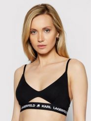 KARL LAGERFELD Biustonosz braletka Peephole Logo 211W2101 Czarny. Czarne biustonosze KARL LAGERFELD, bez wzorów, z lyocellu. Za 129.99 zł.