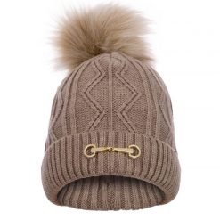Czapka zimowa Equestrian Queen Eden 24AW damska z pomponem. Brązowe czapki zimowe EQUESTRIAN QUEEN, bez wzorów, sportowe. Za 97.99 zł.