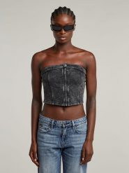 G-Star Top dżinsowy w kolorze antracytowym rozmiar: XS. Czarne topy G-Star, xs, bez wzorów, z bawełny, retro, bez kołnierzyka, bez ramiączek. Za 145.95 zł.