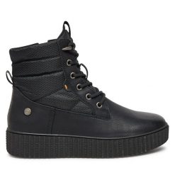Botki Refresh. Czarne botki Refresh, bez wzorów, bez obcasa, na płaskiej podeszwie, bez zapięcia. Za 159.99 zł.