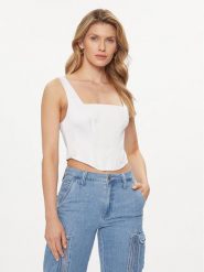 Guess Top Sia W4GH47 WDEE2 Biały Regular Fit. Białe topy Guess, l, z aplikacjami, z syntetyku, bez kołnierzyka, bez ramiączek. Za 229.99 zł.