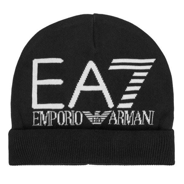 Czapka EA7 Emporio Armani. Czarne czapki zimowe EA7 Emporio Armani, bez wzorów. Za 149.99 zł.