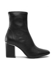 DKNY Botki Cavale K3214434 Czarny. Czarne botki DKNY, bez wzorów, ze skóry, bez obcasa, na słupku, bez zapięcia. Za 849.99 zł.