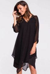 Sukienka wieczorowa oversize szyfonowa asymetryczna boho czarna. Czarne sukienki Stylove, na randkę, l, bez wzorów, z szyfonu, boho, z asymetrycznym kołnierzem, bez ramiączek, asymetryczne. Za 269.00 zł.