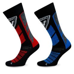 Zestaw 2 par skarpet narciarskich Rossignol. Czarne skarpetki sportowe Rossignol, bez wzorów, narciarskie. Za 119.99 zł.
