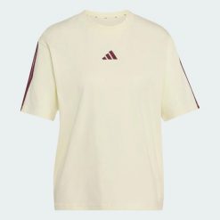 Koszulka Essentials 3-Stripes Boyfriend. Białe t-shirty sportowe adidas, xl, bez wzorów, z bawełny, bez ramiączek. Za 119.00 zł.