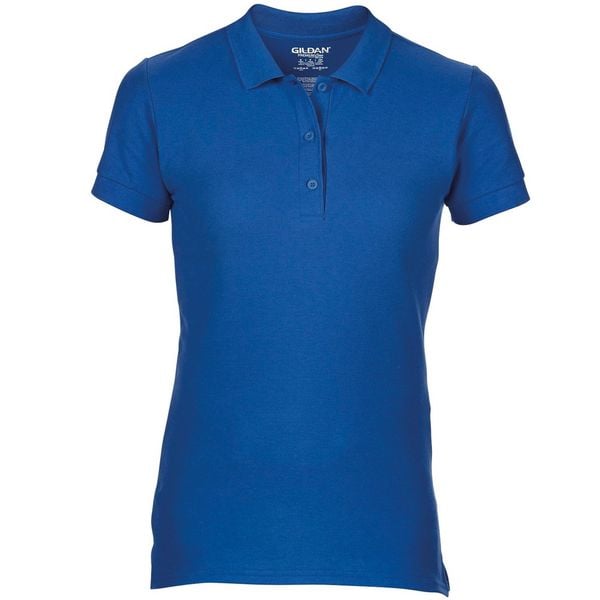 Damska Sportowa Bawełniana Koszulka Polo Premium Double Pique. Niebieskie t-shirty sportowe GILDAN, xl, bez wzorów, z bawełny, bez ramiączek. Za 48.99 zł.