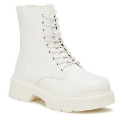 Trapery Jenny Fairy. Białe traperki Jenny Fairy, bez wzorów, bez obcasa, bez zapięcia. Za 159.99 zł.