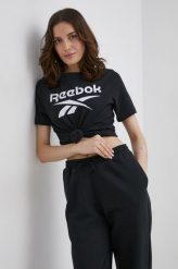 Reebok T-shirt HB2271 damski kolor czarny. Czarne t-shirty Reebok, l, bez wzorów, z dzianiny, bez kołnierzyka, bez ramiączek. Za 79.99 zł.