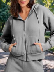 Bluza rozpinana - szary. Szare bluzy Sinsay, l, bez wzorów, bez ramiączek, z kapturem. Za 33.99 zł.