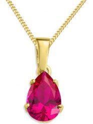 Revoni Złoty naszyjnik z zawieszką - dł. 45 cm rozmiar: onesize. Różowe naszyjniki Revoni, z materiału, z rubinem, złote. Za 1,087.99 zł.