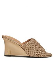 Tommy Hilfiger Klapki Crochet Metallic Lthr Wedge Mule FW0FW08812 Złoty. Żółte klapki Tommy Hilfiger, bez wzorów, ze skóry, bez obcasa, bez zapięcia. Za 519.99 zł.