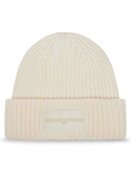 Tommy Jeans Czapka Script AW0AW17909 Écru. Białe czapki zimowe Tommy Jeans, bez wzorów, z bawełny. Za 199.99 zł.